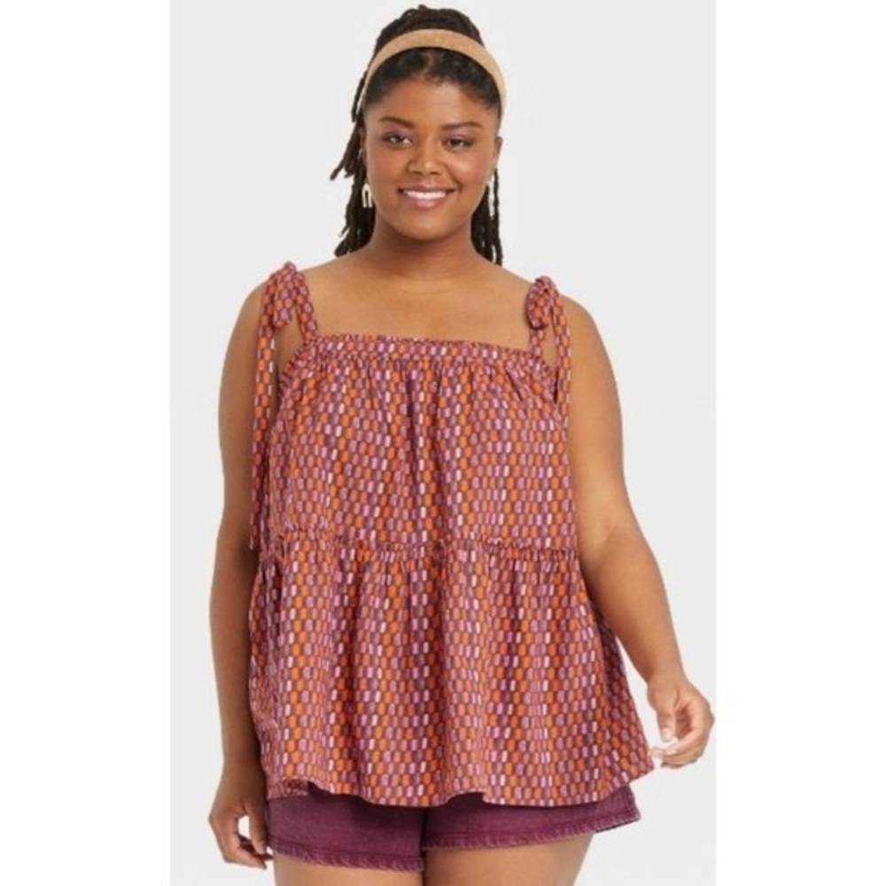 Universal Thread Multicolored Cotton Tie Strap Tank Top XXL